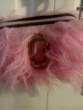 Marc Jacobs Pink Faux Fur Double-Zip Mini Crossbody
